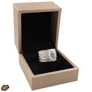 Joshiny 925 Silver CZ 6.0 CTW Round Cut White Zircon Rhodium Engagement Ring